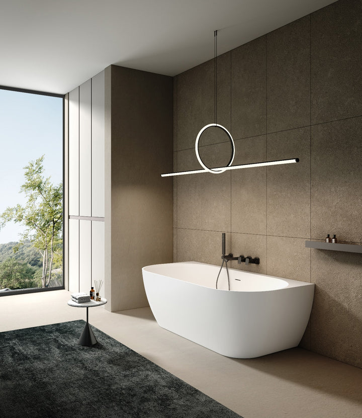Kaskade Eleni VX105-1700 Back to Wall Stone Bath with Overflow