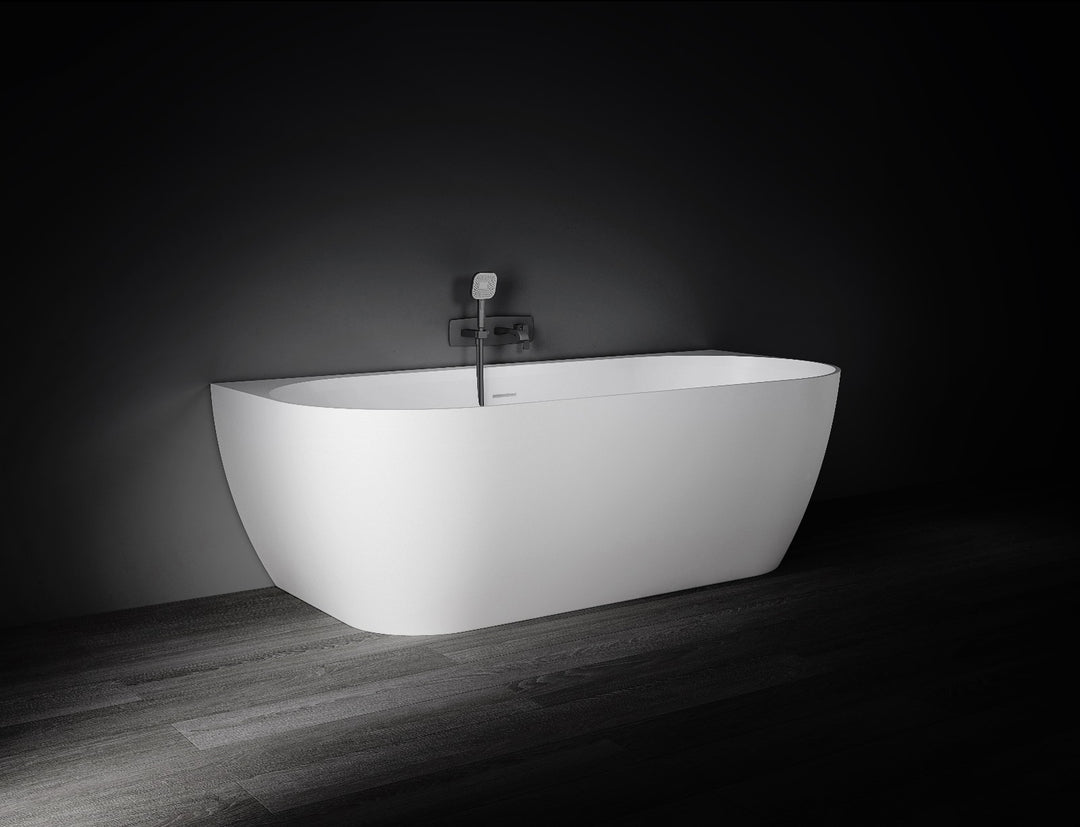 Kaskade Eleni VX105-1700 Back to Wall Stone Bath with Overflow