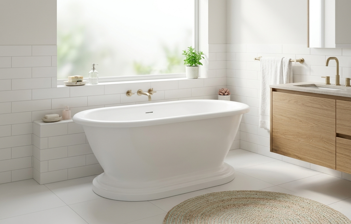 Kaskade Zipporah VX31 1778 Freestanding Stone Bath with Overflow