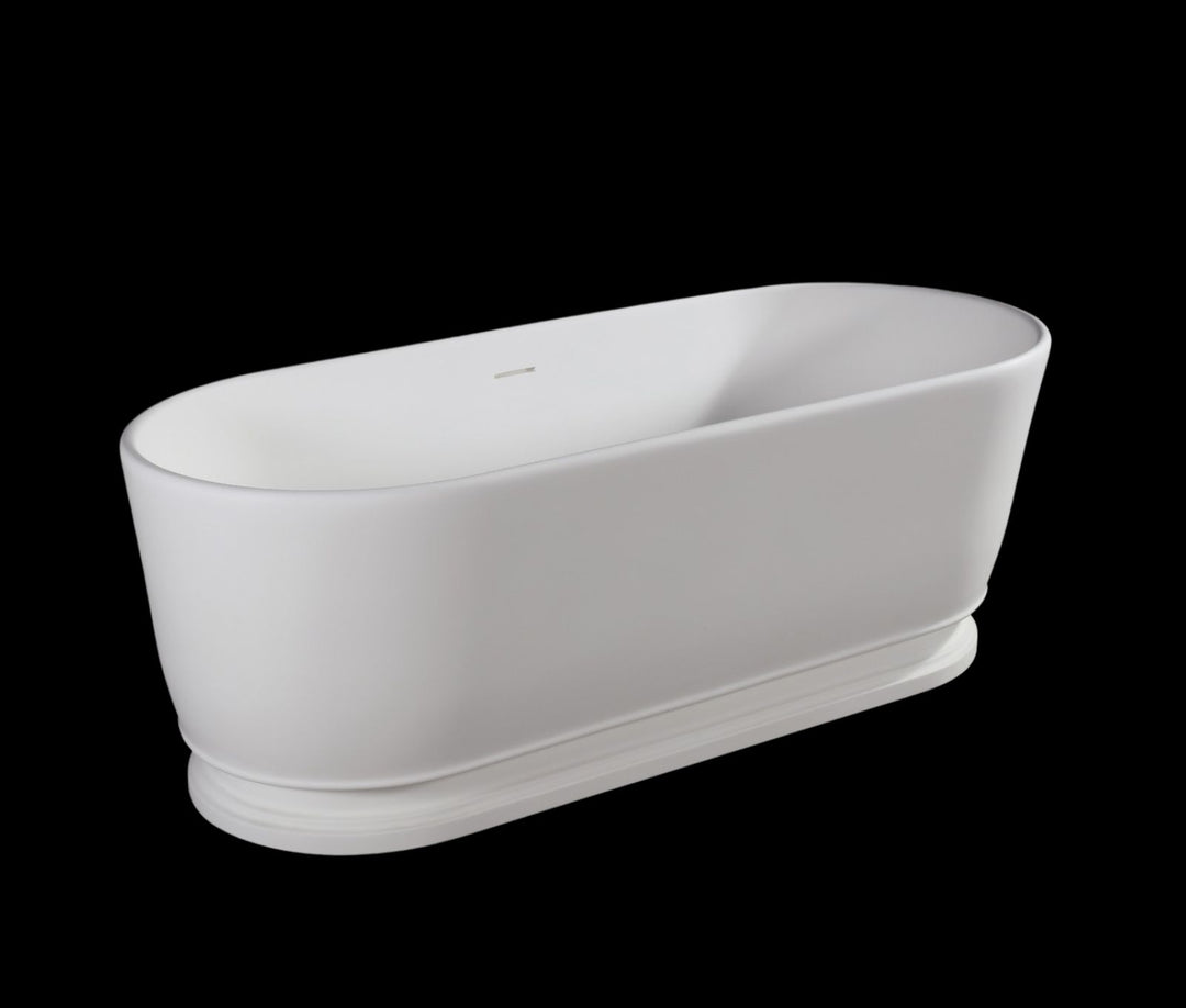 Kaskade Pearl VX39-1600 Freestanding Oval Stone Bath with Overflow