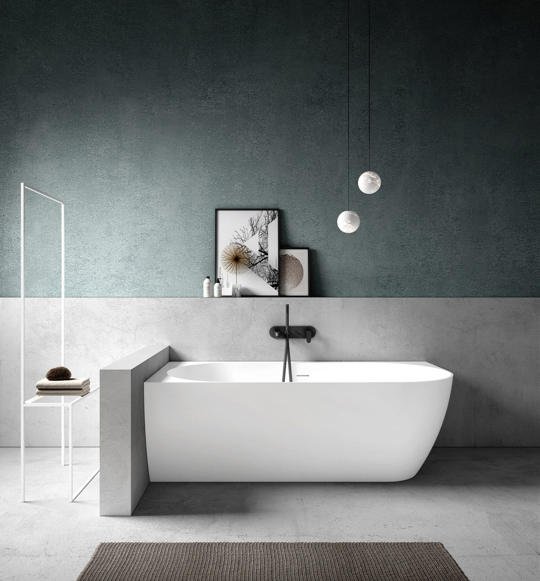 Kaskade Eleni VX99-1700 Corner Back to Wall Stone Bath Left Hand with Overflow