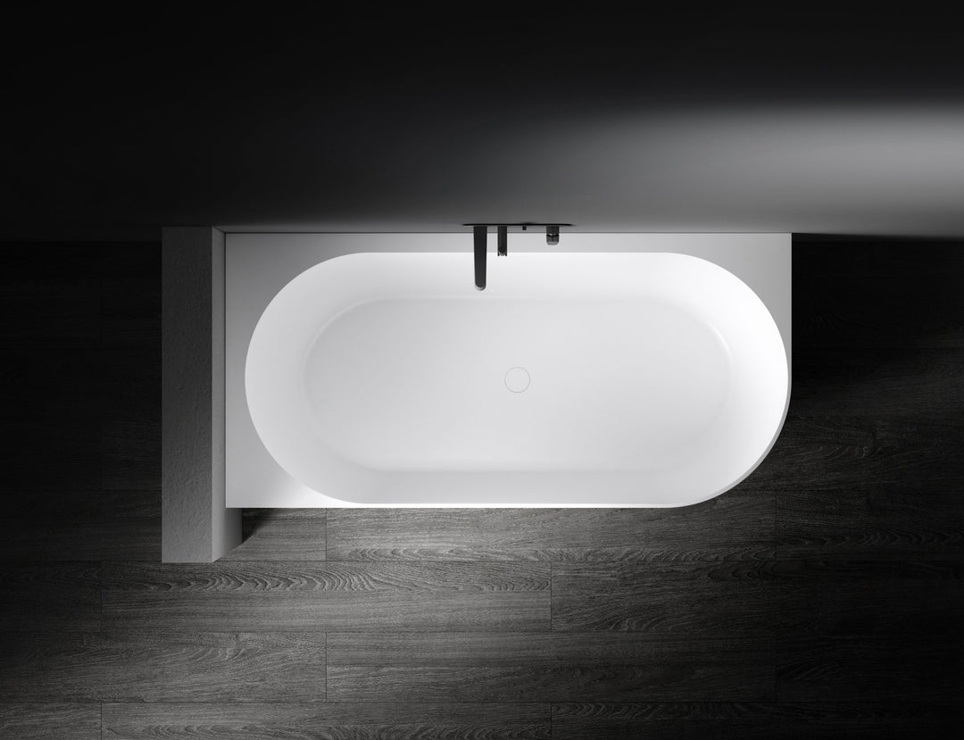 Kaskade Eleni VX99-1700 Corner Back to Wall Stone Bath Left Hand with Overflow