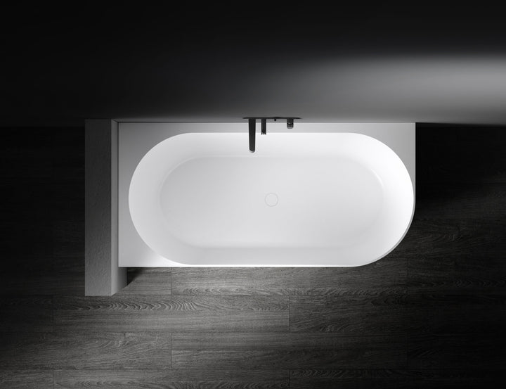 Kaskade Eleni VX99-1700 Corner Back to Wall Stone Bath Left Hand with Overflow