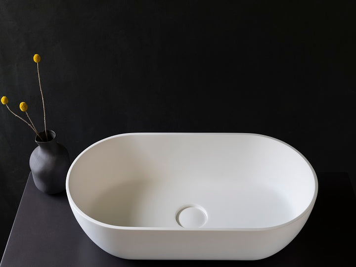 Kaskade Lucia VXA12 Benchtop Oval Stone Basin 600mm