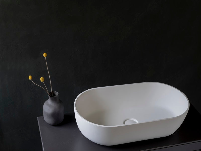Kaskade Lucia VXA12 Benchtop Oval Stone Basin 600mm