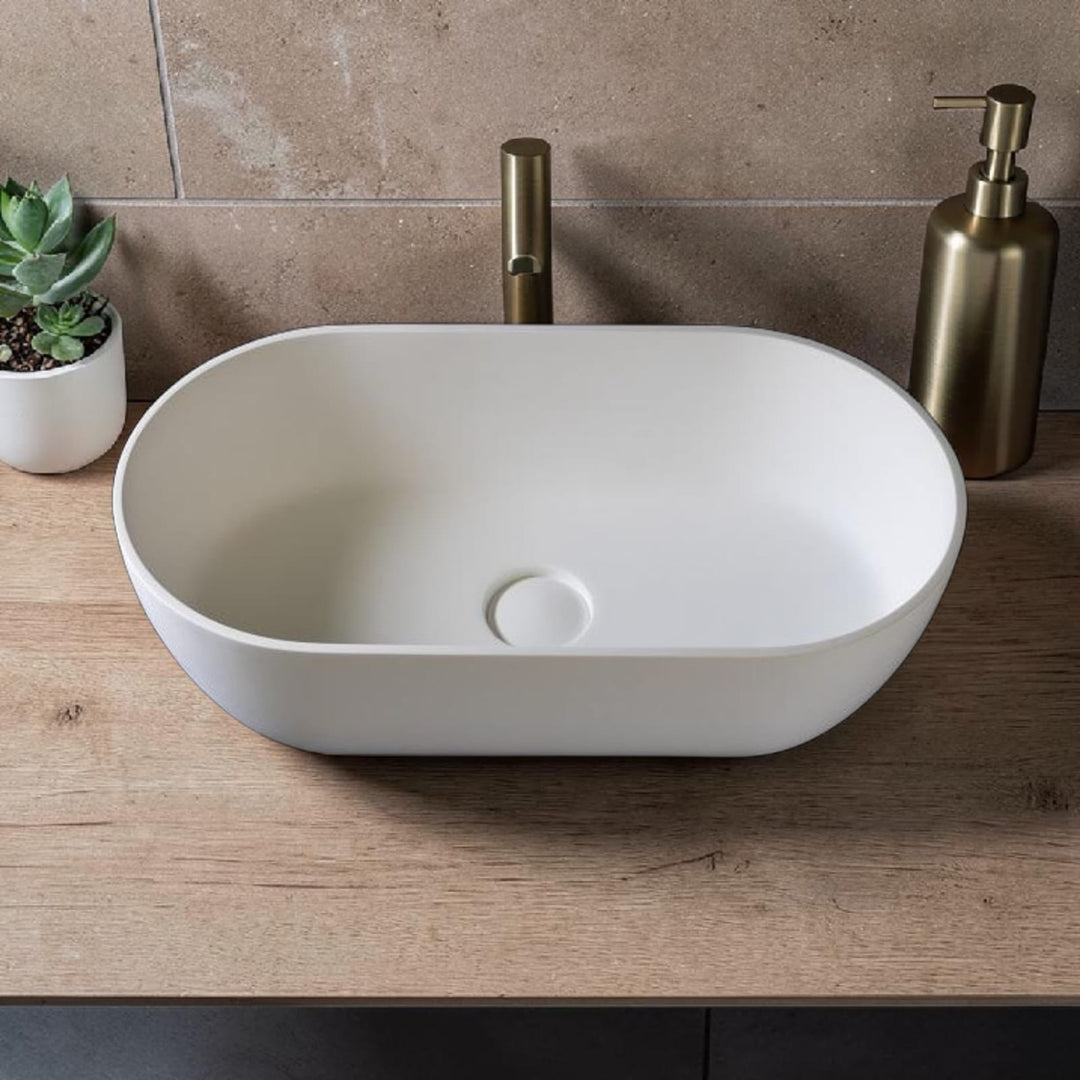 Kaskade Lucia VXA12 Benchtop Oval Stone Basin 600mm