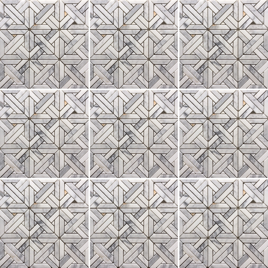 Mini Versailles Carrara with Calacatta Mosaic