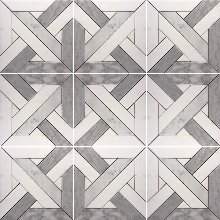 Large Versailles Italian Grey with Thassos Mosaic
