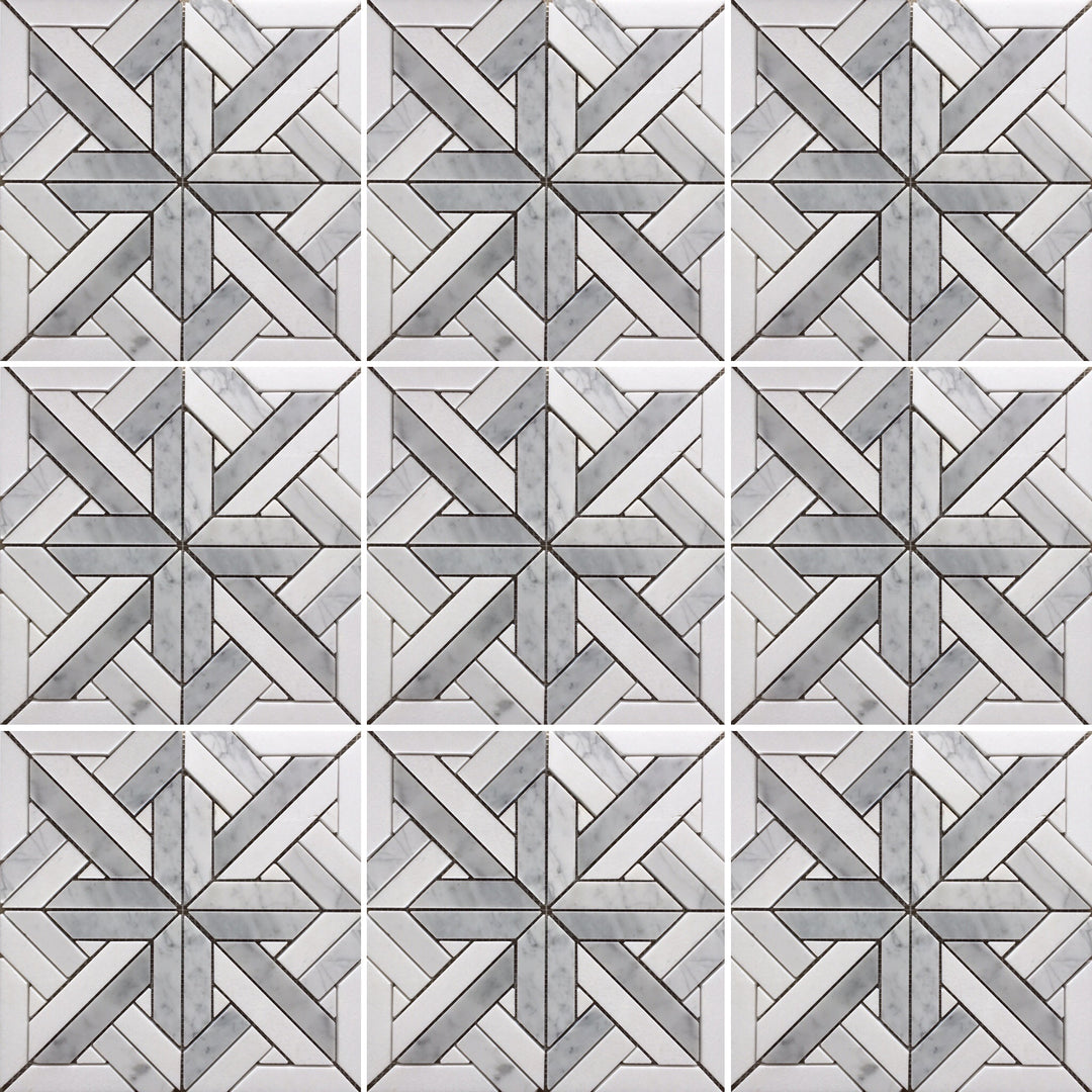 Medium Versailles Carrara with Thassos Mosaic