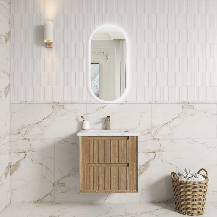 Voulari Framed Wall Hung 600mm Harvest Oak Cabinet