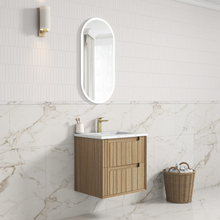 Voulari Framed Wall Hung 600mm Harvest Oak Cabinet