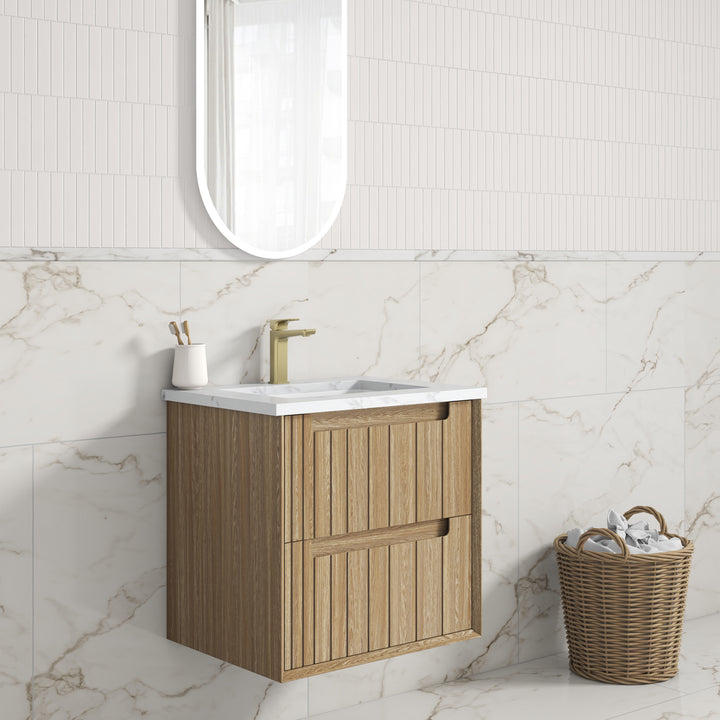 Voulari Framed Wall Hung 600mm Harvest Oak Cabinet