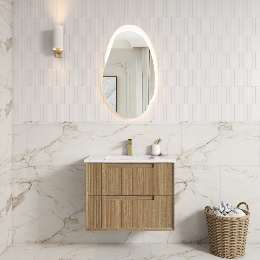Voulari Framed Wall Hung 600mm Harvest Oak Cabinet