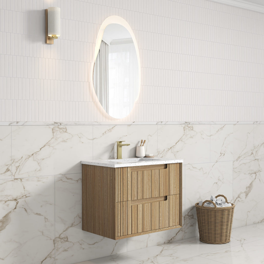 Voulari Framed Wall Hung 750mm Harvest Oak Cabinet