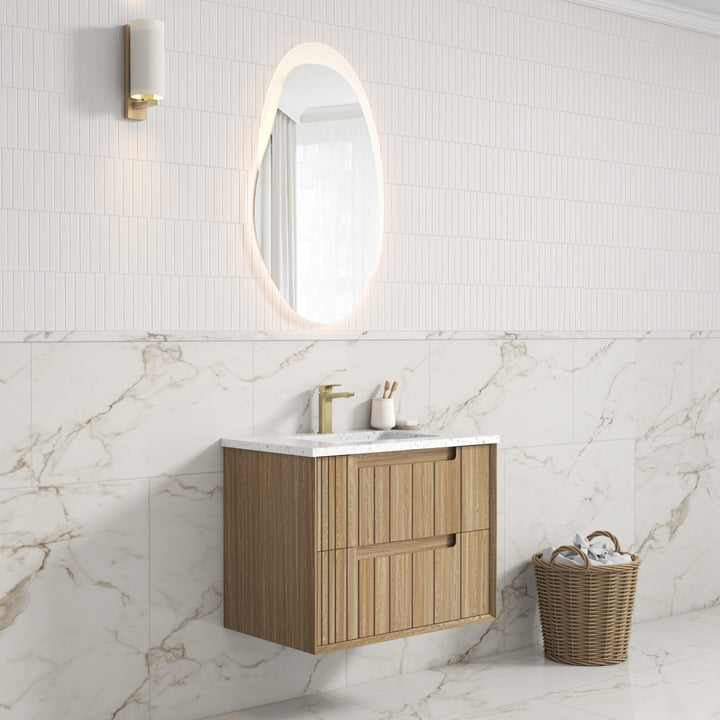 Voulari Framed Wall Hung 750mm Harvest Oak Cabinet