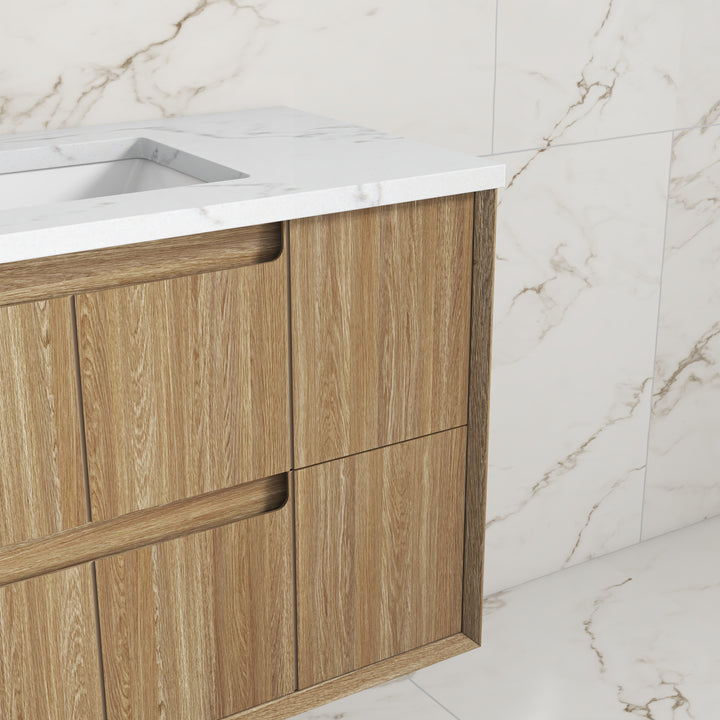 Voulari Framed Wall Hung 750mm Harvest Oak Cabinet