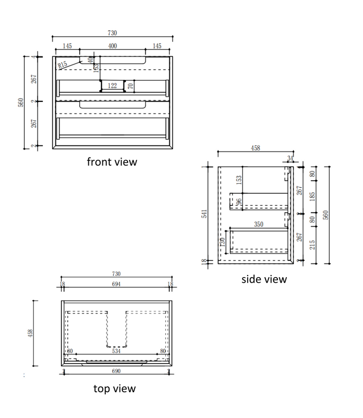 Voulari Framed Wall Hung 750mm Harvest Oak Cabinet