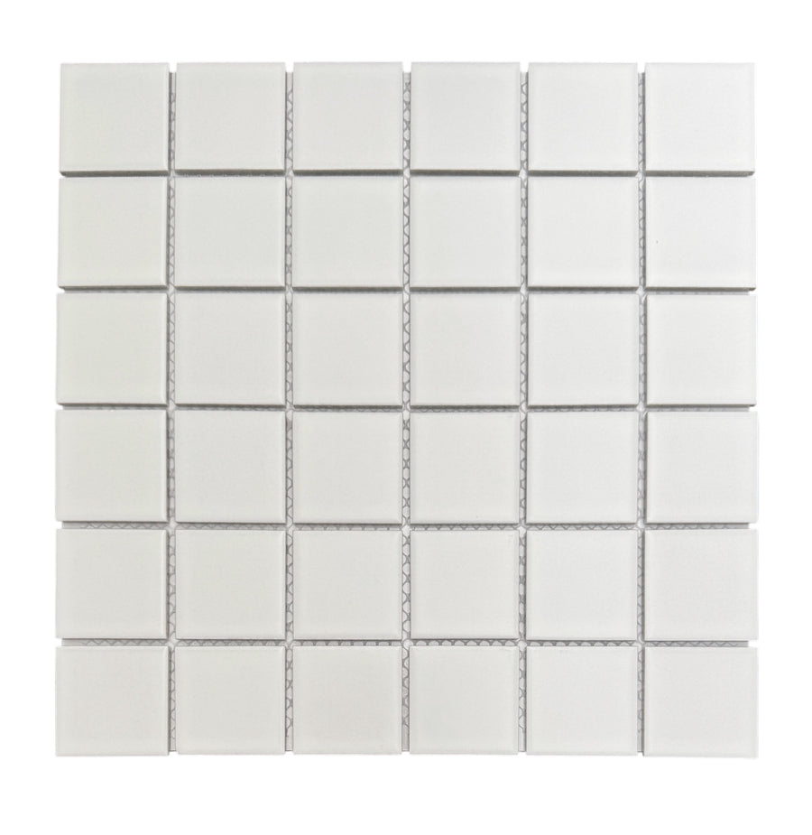 White Satin Square Mosaic 48mm