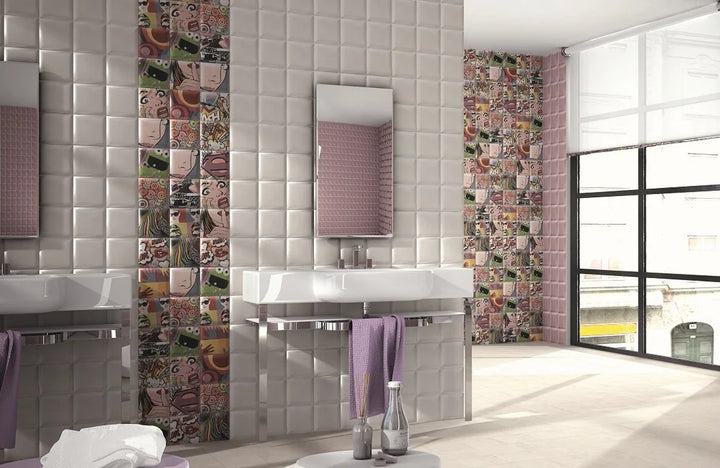 York Multi Colour Mix Decor Matt Tile 150x150mm