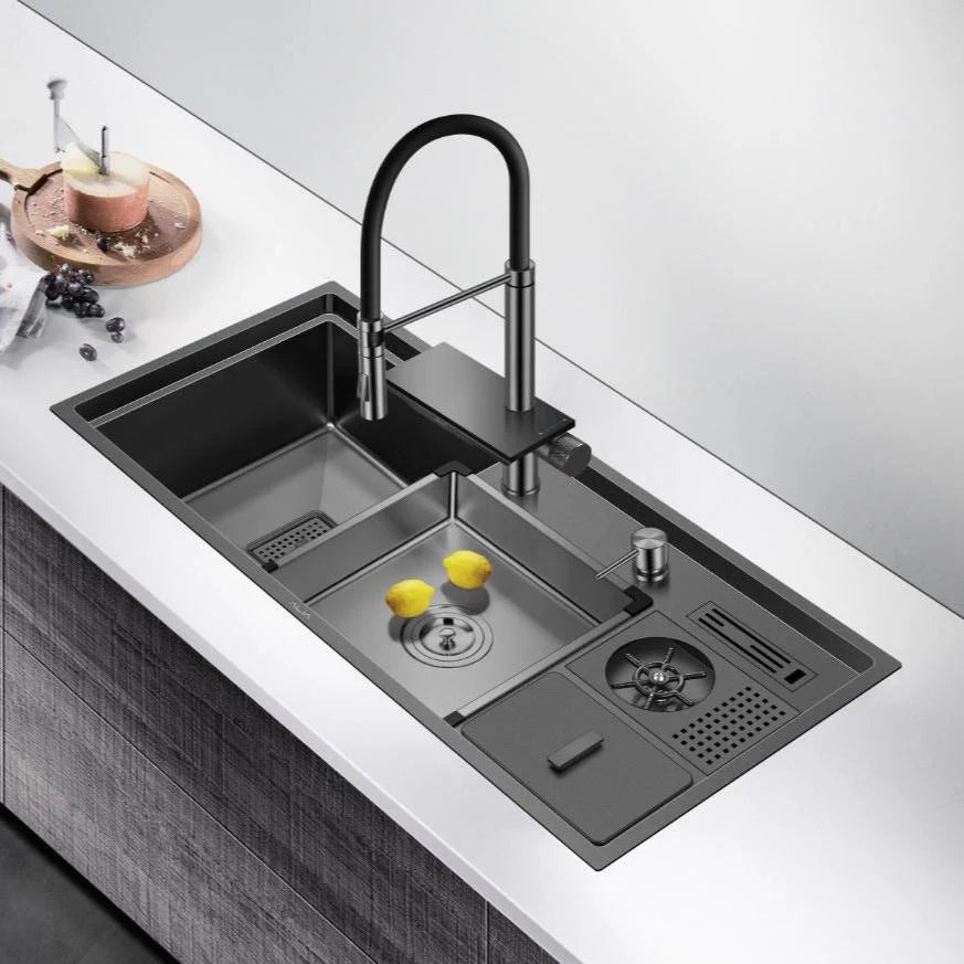 Alia Double Bowl Smart Sink Gunmetal Grey