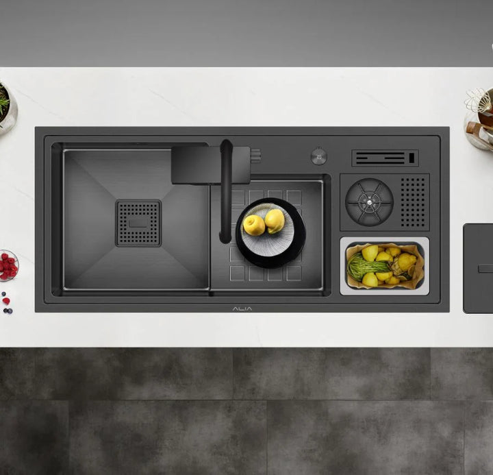 Alia Double Bowl Smart Sink Gunmetal Grey