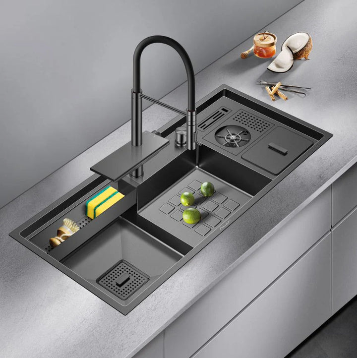 Alia Double Bowl Smart Sink Gunmetal Grey
