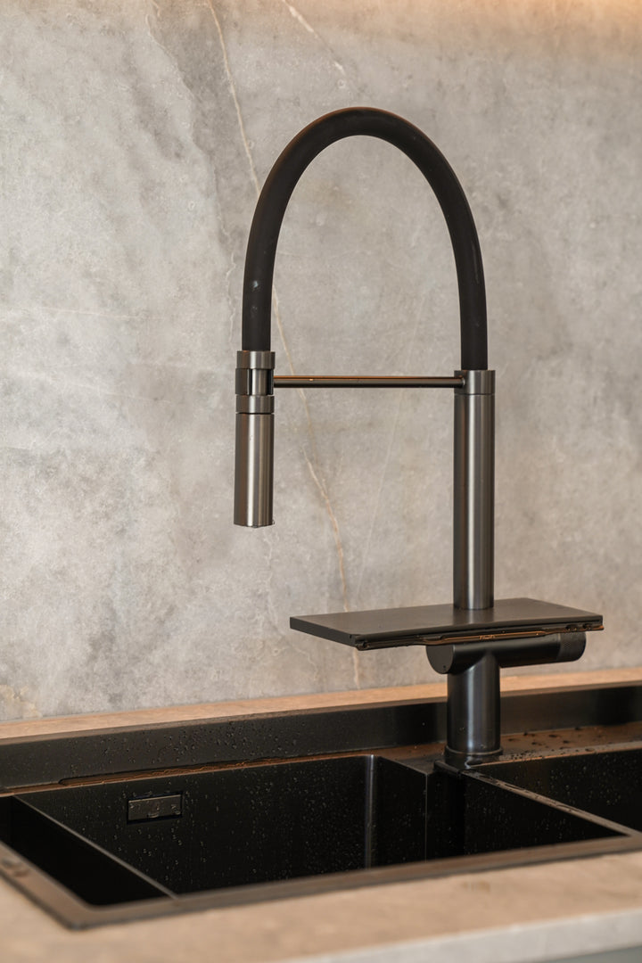 Alia Double Bowl Smart Sink Gunmetal Grey