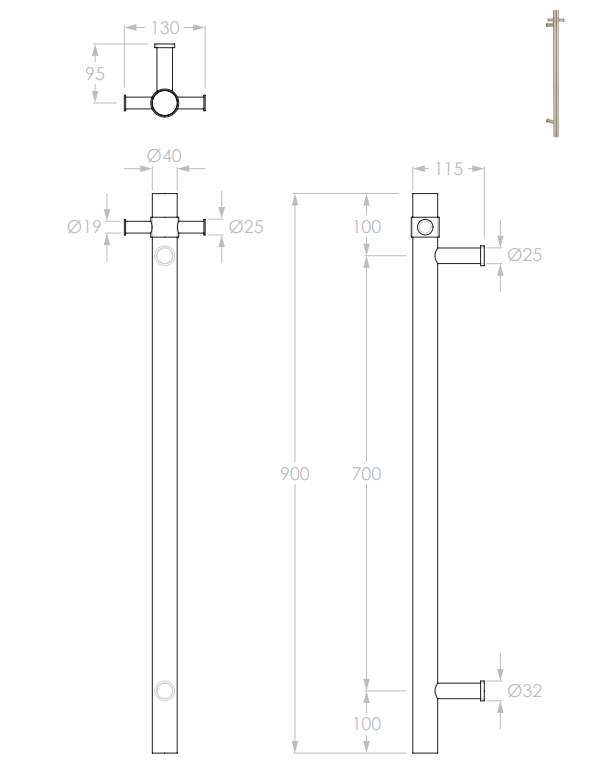 ADP Bloom Heated Towel Rail 900mm Matte Black