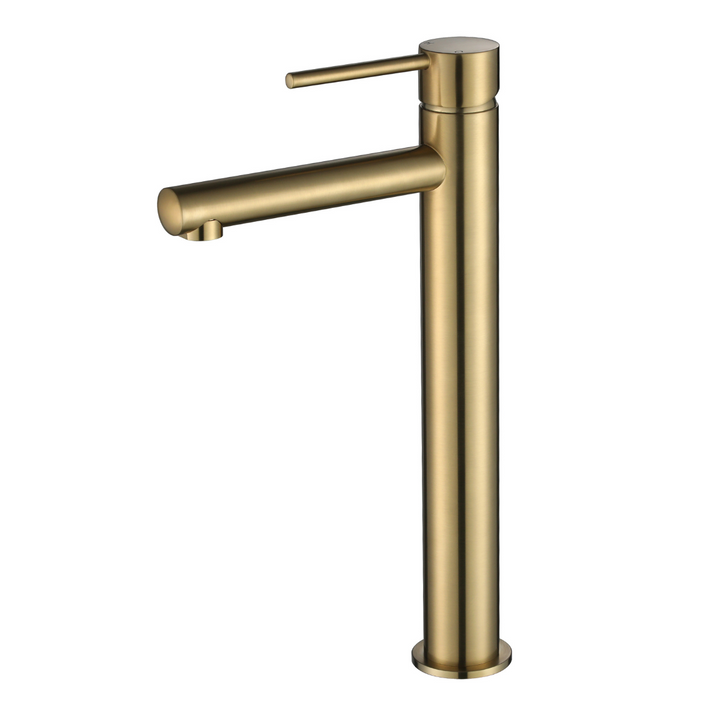Gold faucet on a white background