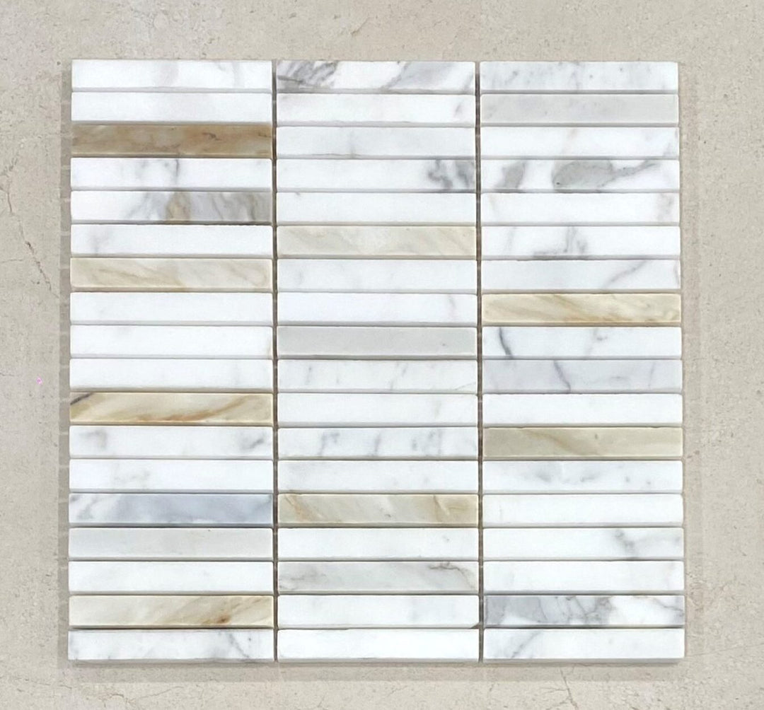 Calacatta Gold Marble Finger Honed Mosaic