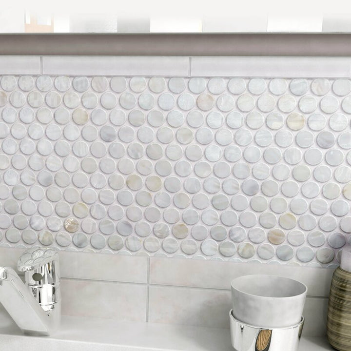 Calacatta Gold Marble Honed Penny Round Mosaic