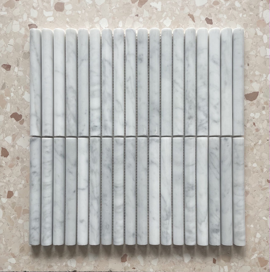 Carrara Honed Mini Flutes Mosaic