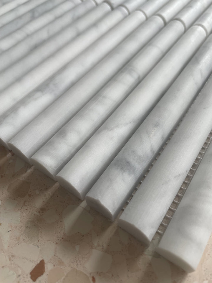 Carrara Honed Mini Flutes Mosaic