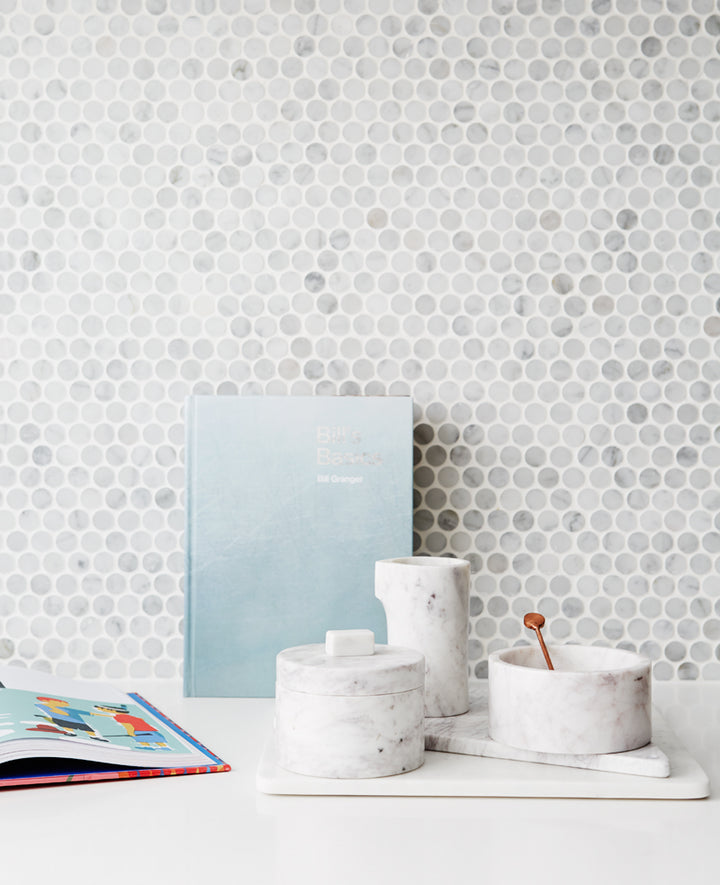 Carrara Penny Round Honed Mosaic