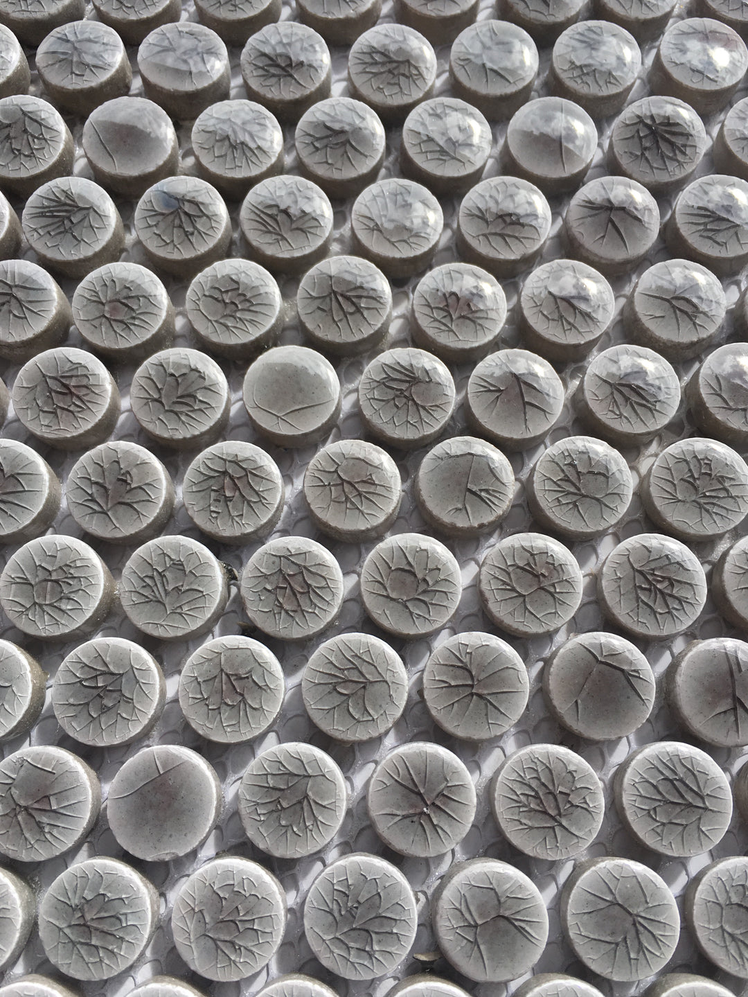 Mini Crackle Grey Penny Round Mosaic