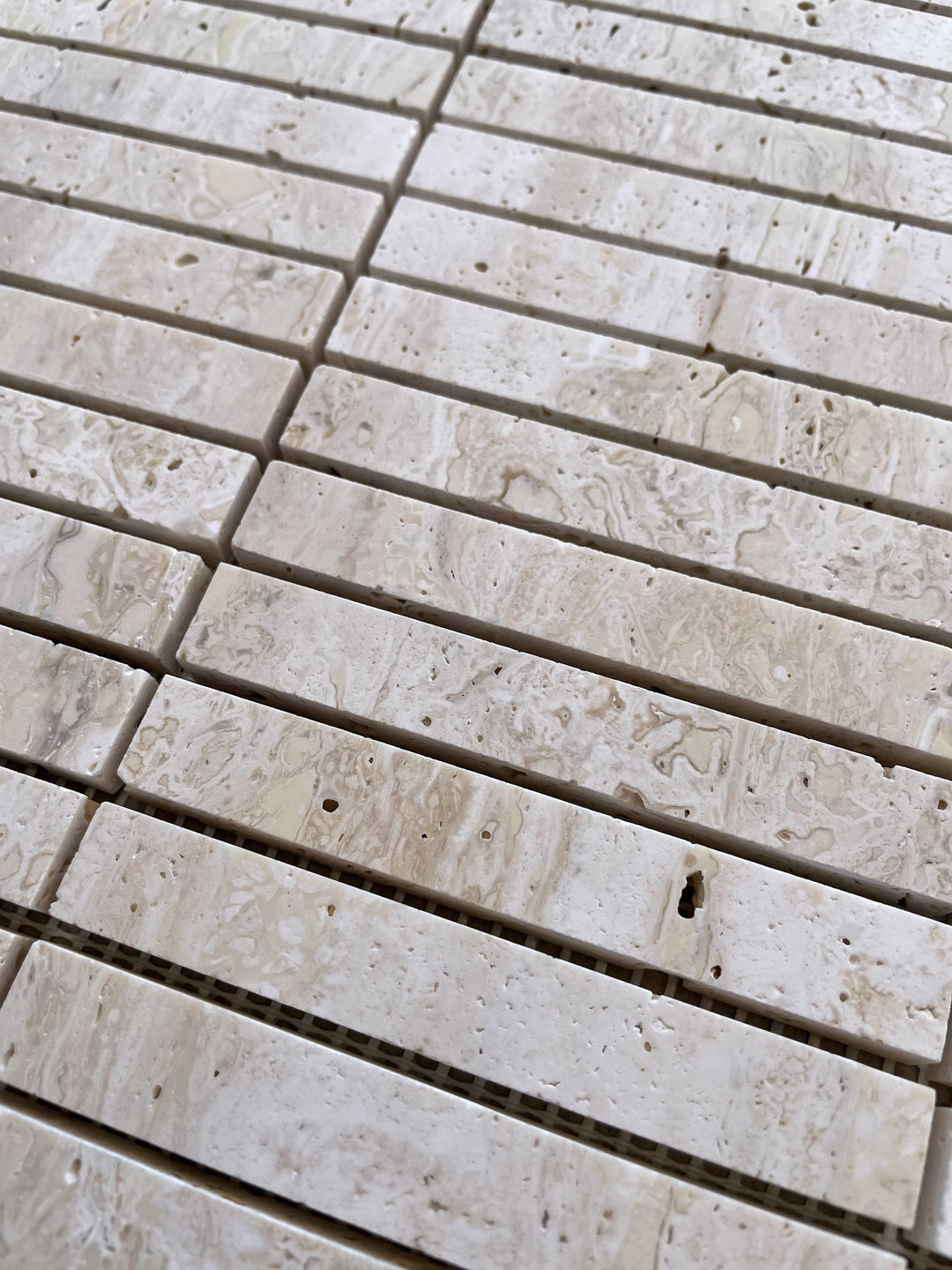 Cream Travertine Honed Finger Mosaic