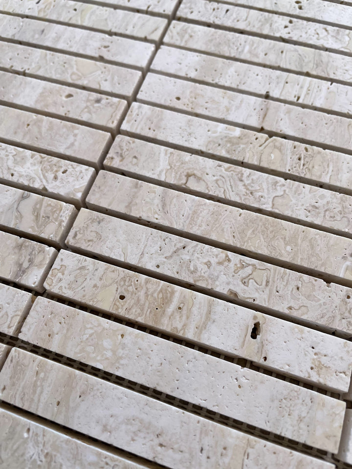 Cream Travertine Honed Finger Mosaic