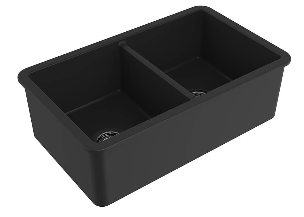 Turner Hastings Cuisine Double Inset/Undermount Fine Fireclay Sink Matte Black