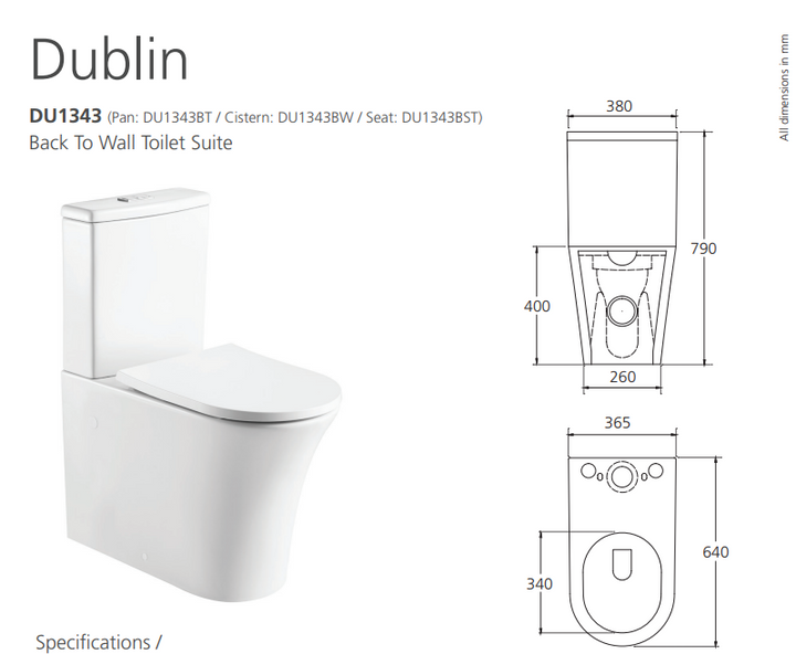 Oliveri Dublin Back To Wall Toilet Suite