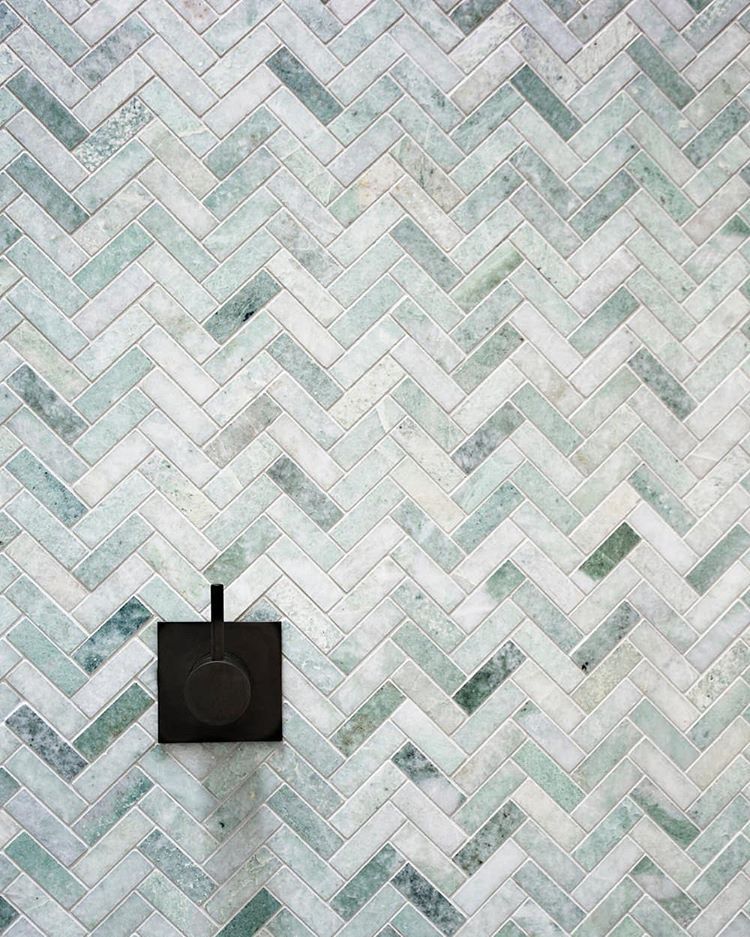 Ming Green Honed Herringbone Mosaic