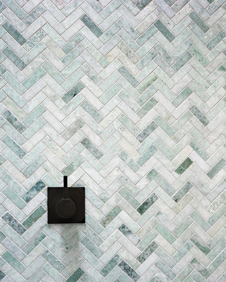 Ming Green Honed Herringbone Mosaic