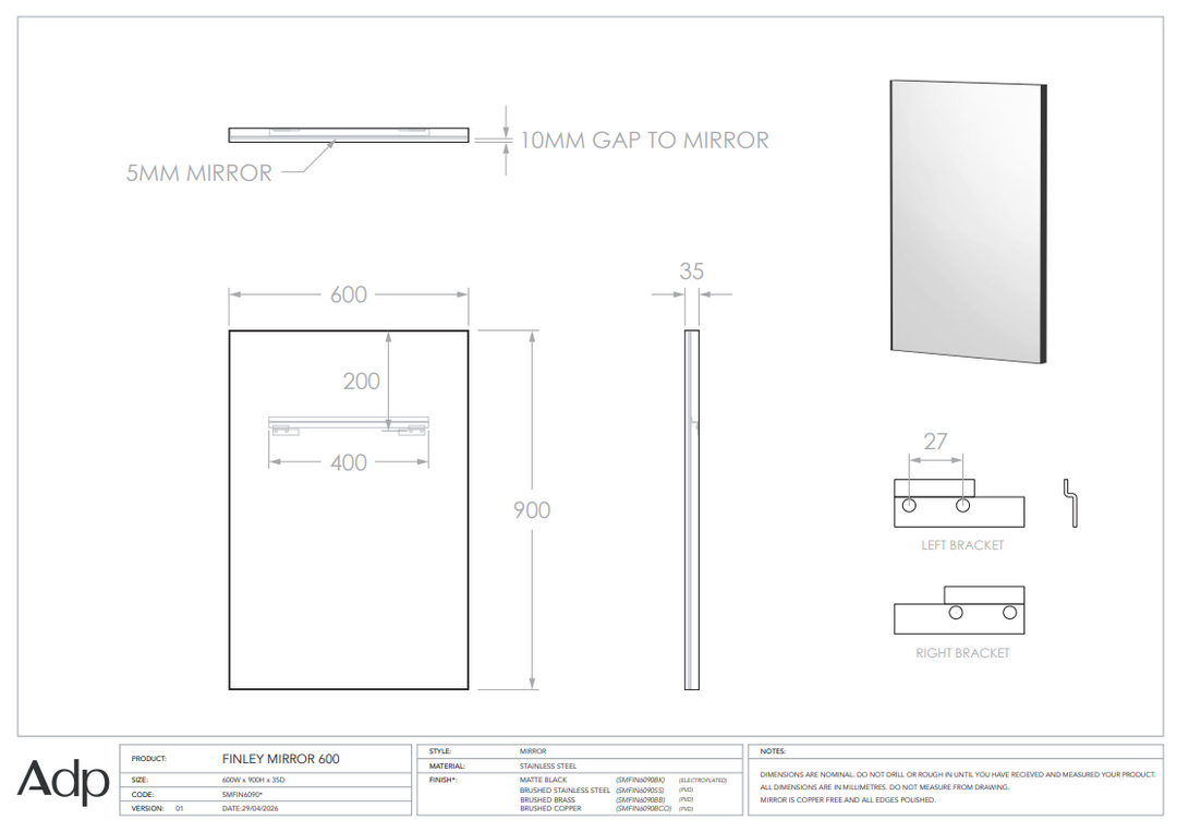 ADP FInley Mirror 600mm
