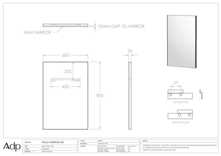 ADP FInley Mirror 600mm