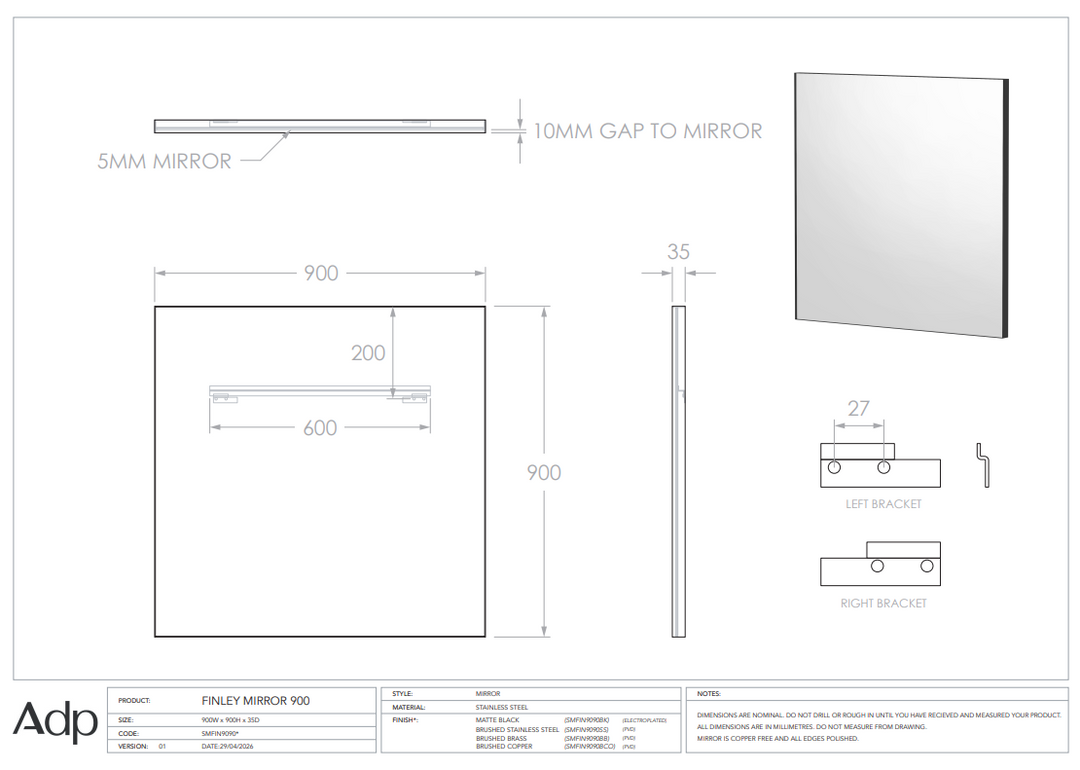 ADP FInley Mirror 900mm