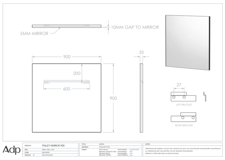 ADP FInley Mirror 900mm