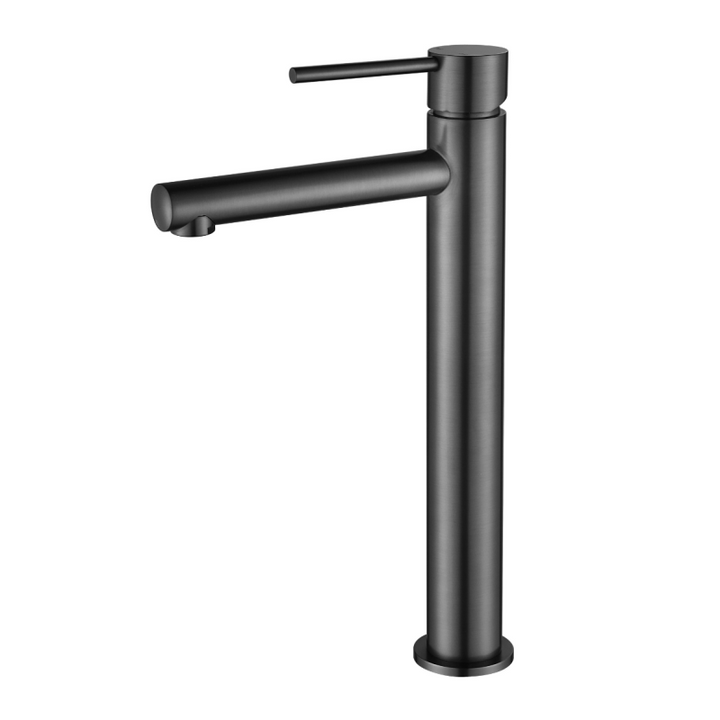 Black faucet on a white background