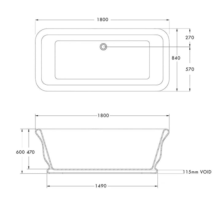 Turner Hastings Kirkham TitanCast Solid Surface Bath - Gloss White