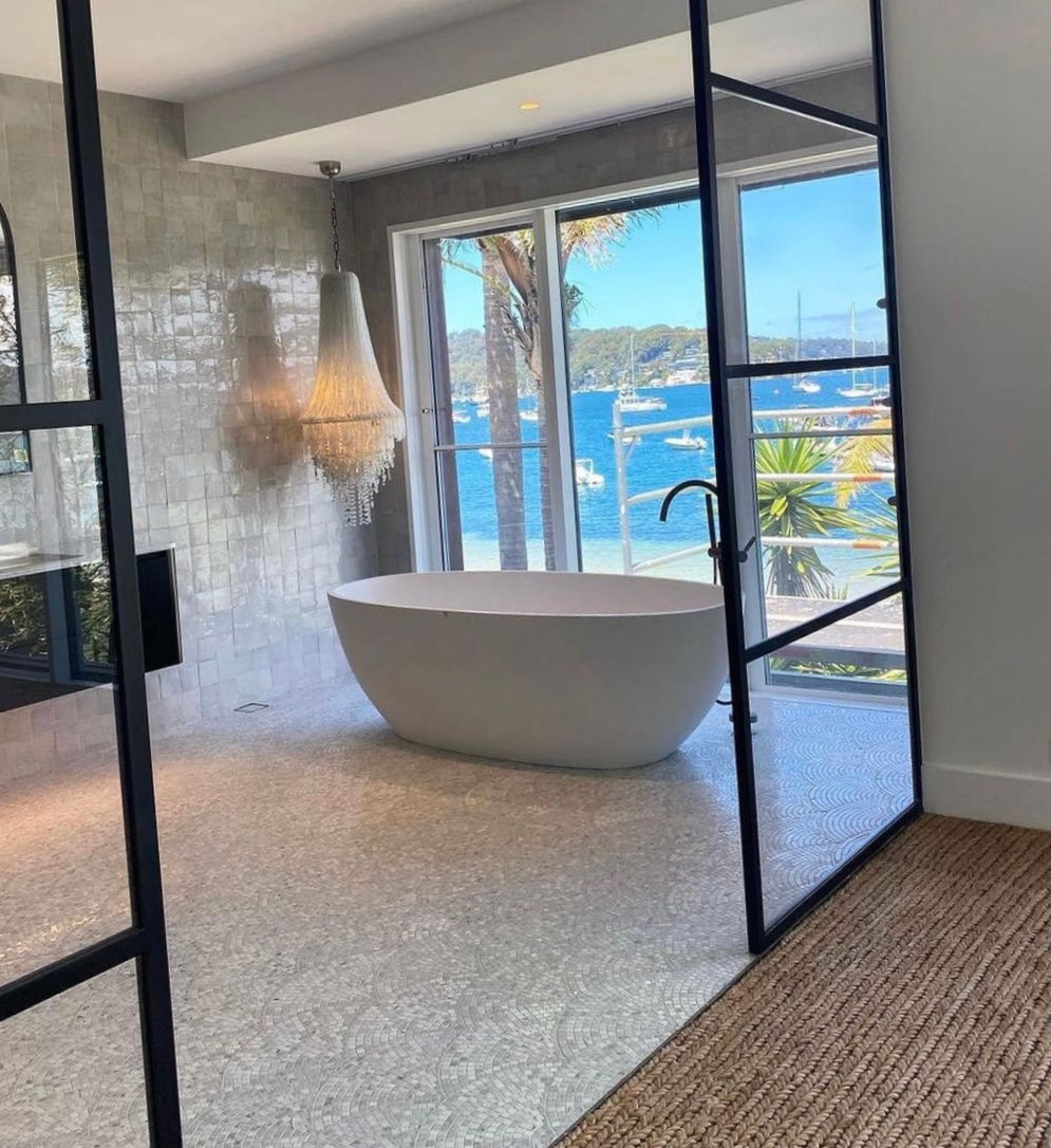 Lisbon Carrara Fan Honed Mosaic