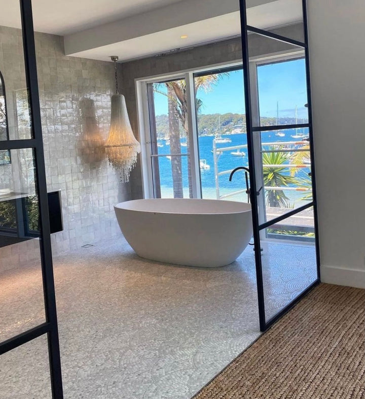 Lisbon Carrara Fan Honed Mosaic