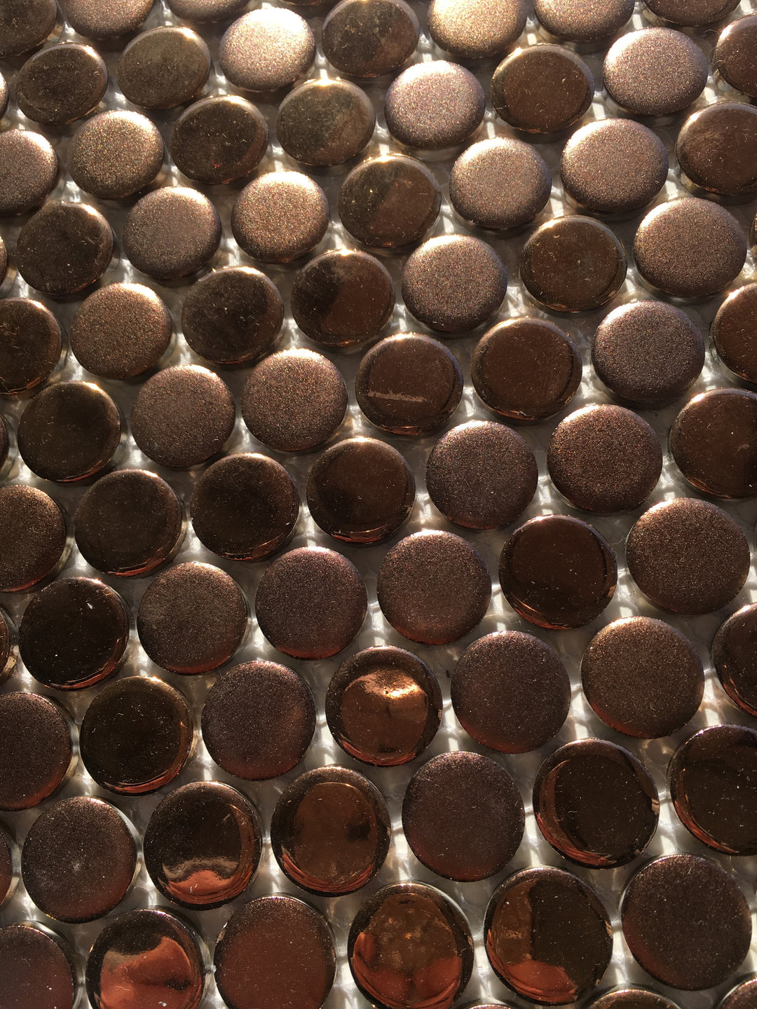 Gloss and Matt Copper Mix Penny Round Mosaic
